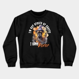 Boxer Dog Ghost Guardian Vintage Halloween Funny Crewneck Sweatshirt